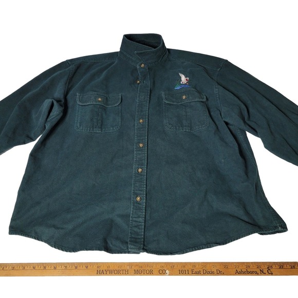 Cabelas Green Shirt Long Sleeve Jacket Size 2XL Hunting Outdoor Fish Button Up - Picture 3 of 16